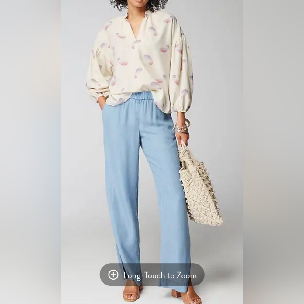 Medium J. JILL 100% Cotton Oversized Drop Shoulder Feminine Everyday Blouse